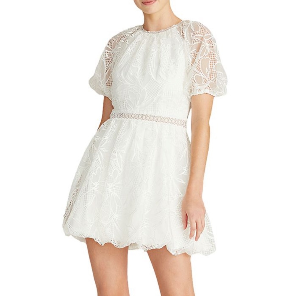 ML MONIQUE LHUILLIER
Gathered guipure lace mini dress - Picture 2 of 6